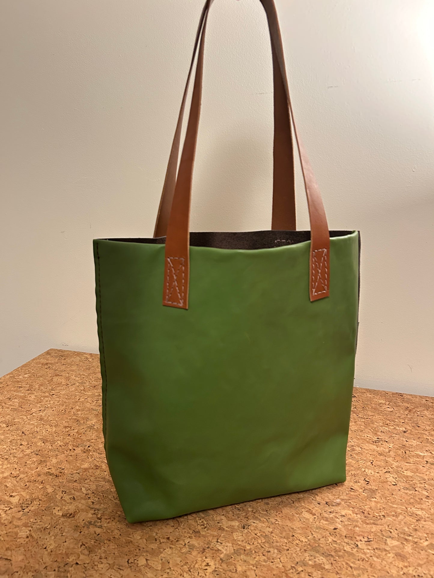 Everyday Tote Bag - Dark Brown + Lime Green